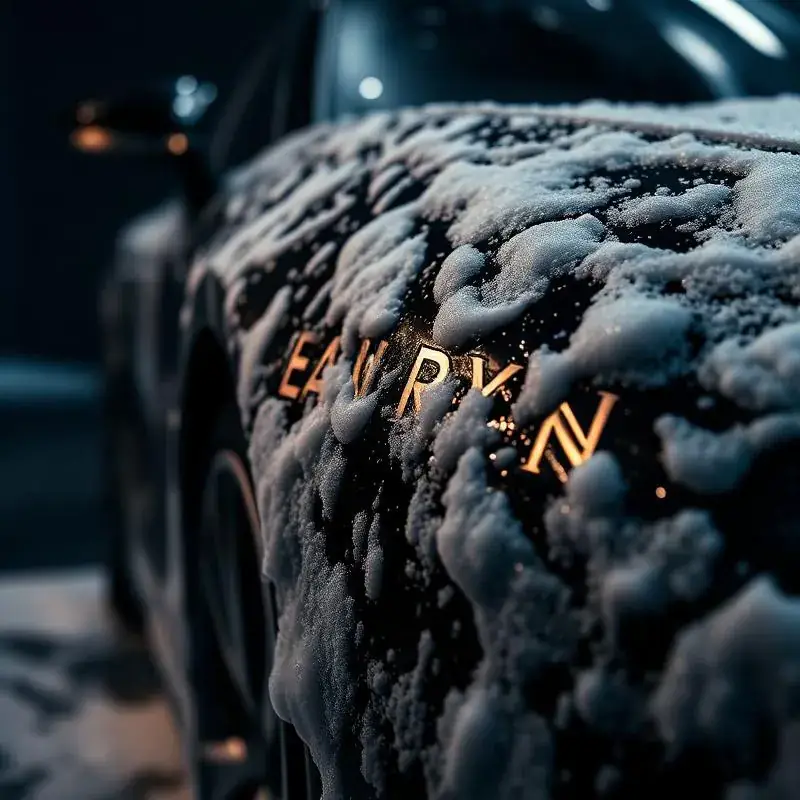 Автомобиль на трёхфазной детейлинг-мойке в студии GORKY — чистый кузов, диски и стёкла